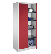 Stahlschrank 08921-00 S10112 lichtgrau, rubinrot 93,0 x 50,0 x 195,0 cm, aufgebaut